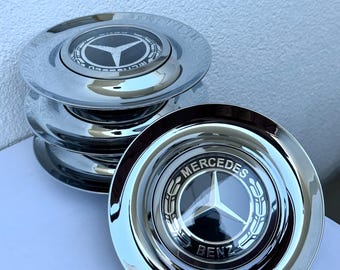 Zestaw 4 pływających kołpaków centralnych Mercedes Benz w kolorze chromu i srebra Ghost, kołpaki piast kół Spin Forigato Levitates 182 mm Klasa S Klasa E Klasa V XL