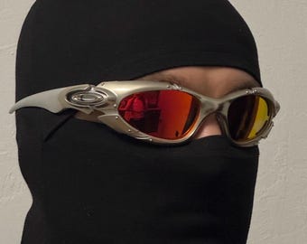 Vintage Oakley Plate Y2K Polarized Sunglasses: Silver Red Iridium Prizm Juliet X Metal Eye Jacket