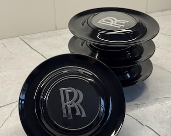 Zestaw 4 pływających kołpaków centralnych Rolls Royce Black Shadow Ghost Spin Forigato Levitates 182 mm XL RR Phantom Wraith Cullinan