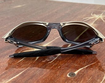 90's Oakley Splice Vintage Gray and Purple Metal Sunglasses