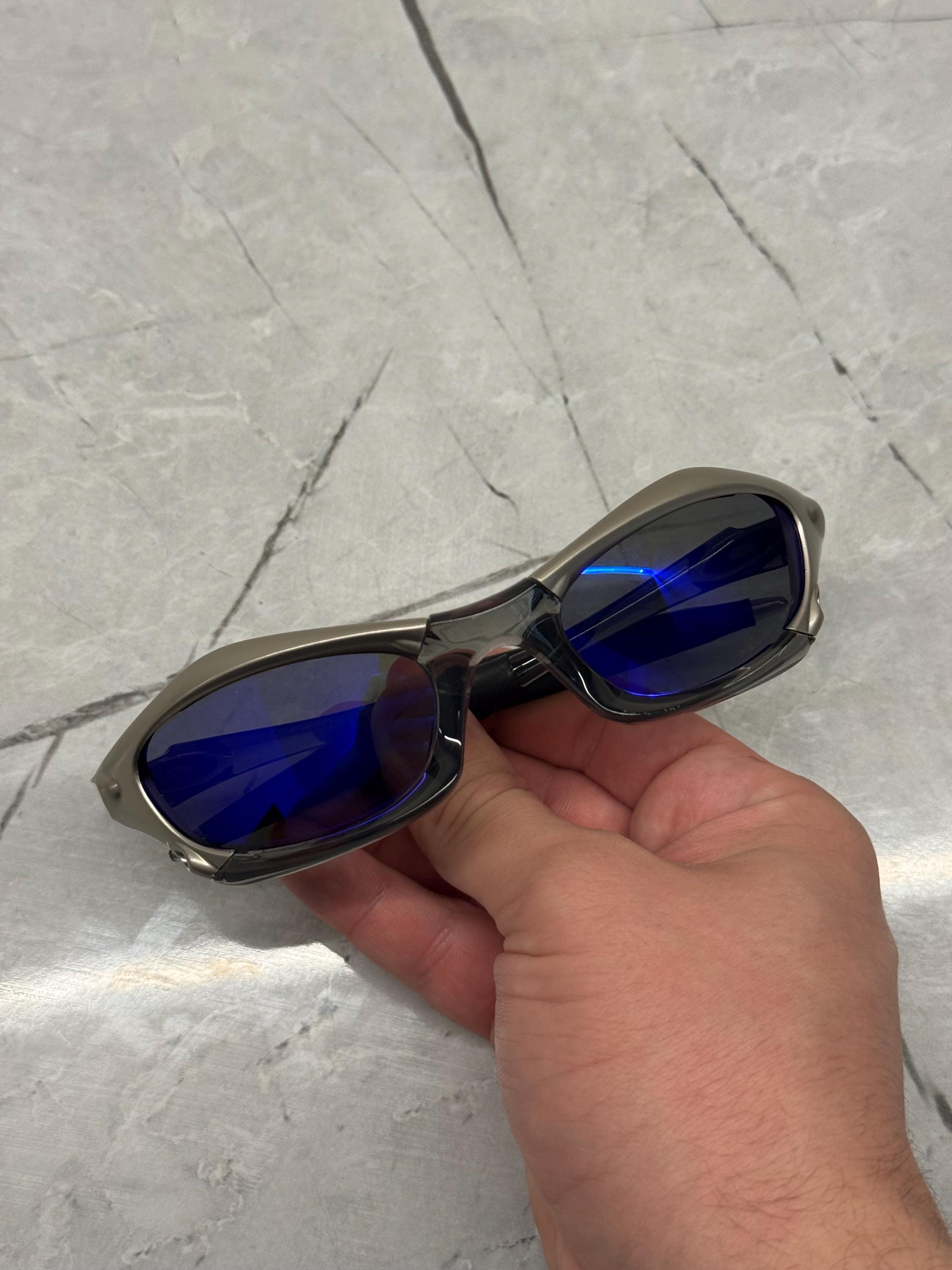Oakley Splice Vintage Grey and Blue Metal 90s Gorpcore USA Y2K