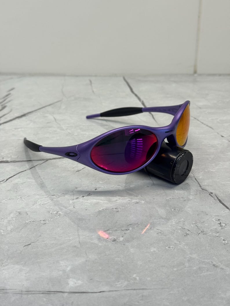 Oakley Golf Eye Jacket Minute 1.0 Lila och Svarta Redux Iridium Herrsolglasögon Prizm P Y2K Vintage Plate 90s Polariserade bild 2