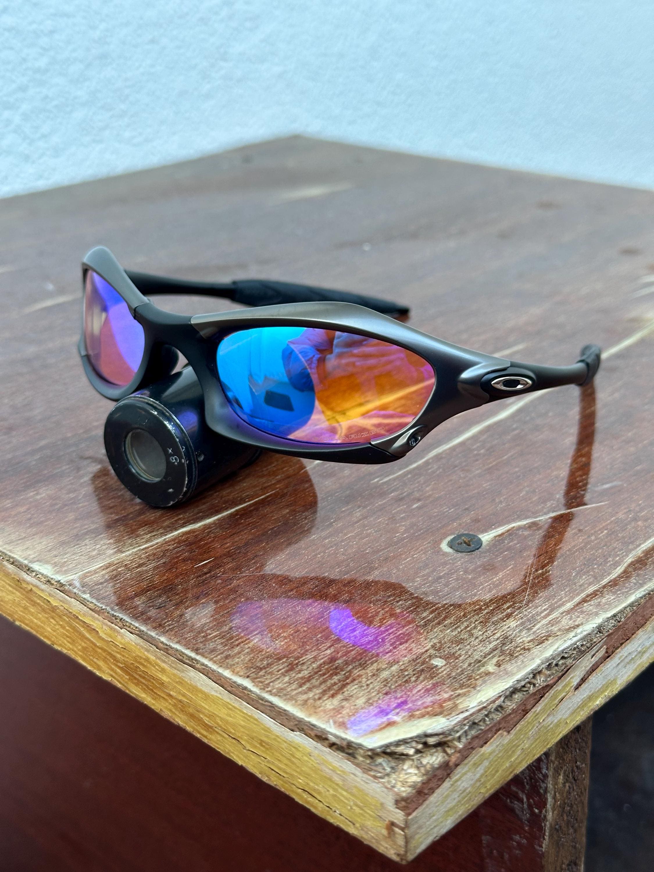 90's Oakley Splice Vintage Rainbow and Gray Metal Sunglasses