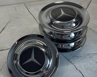 Zestaw 4 pływających kołpaków centralnych Mercedes Benz w kolorze chromu i srebra Ghost, kołpaki piast kół Spin Forigato Levitates 182 mm Klasa S Klasa E Klasa V XL