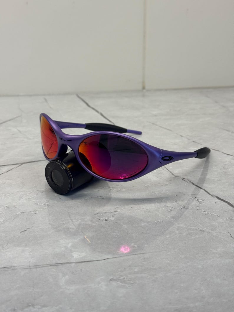 Oakley Golf Eye Jacket Minute 1.0 Lila och Svarta Redux Iridium Herrsolglasögon Prizm P Y2K Vintage Plate 90s Polariserade bild 3