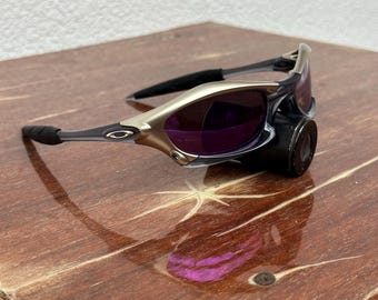 90's Oakley Splice Vintage Gray and Purple Metal Sunglasses