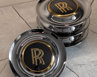 Złoty zestaw 4 kołpaków pływających Ghost do kół Rolls Royce Spin Forigato Levitates 182 mm XL RR Phantom Wraith Cullinan Mansory