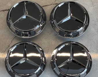 Zestaw 4 dekielków do kół Mercedes Benz 91/60 mm chromowane srebrne Forigato G S V E C Klasa GL CLS AMG Maybach Brabus Wagon