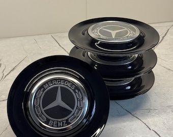 Zestaw 4 pływających kołpaków do Mercedesa-Benza w kolorze czarnym Ghost, kołpaki do piast kół Spin Forigato Levitates 182 mm, klasa S, klasa E, klasa V, klasa XL 20”22”24”26
