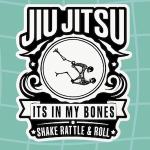 Jiu Jitsu Skeleton Sticker: Funny BJJ Martial Arts Decal