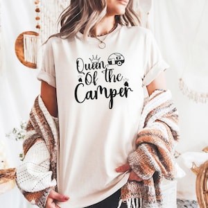 Queen of the Camper Comfort Colors Shirt, Camping Graphic Tee, RV Life Shirt, Camper Vibes Shirt, Outdoor Adventure Tee, Camper Mom Shirt