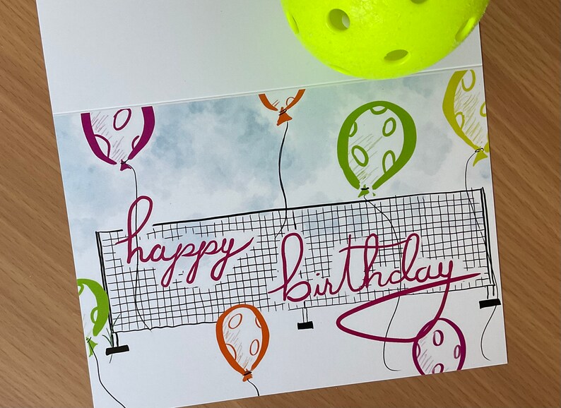 Pickleball Birthday Card Pickleball Balloons 5x7 Sports Etsy