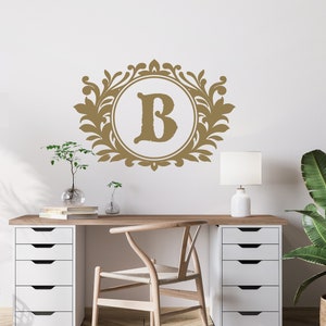 Custom Initial Monogram, Vinyl Wall Decal, Vintage Design, Removable Vinyl Wall Graphic, Custom Initial, Shabby Chic Design, Vinyl Lettering