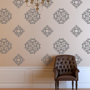 Classic Medallions Wall Pattern Vinyl Wall Decal, Removable Vinyl Wall Decals, Large Vinyl Graphics, Like Removable Wallpaper, Traditional image 1