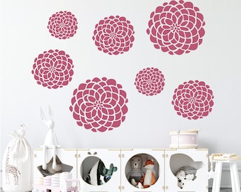 Bloom Variety Vinyl Wall Graphics, Removable Vinyl Wall Decals, Large Flower Decals, Large Flower Stickers, Removable Wallpaper, Mimimalist