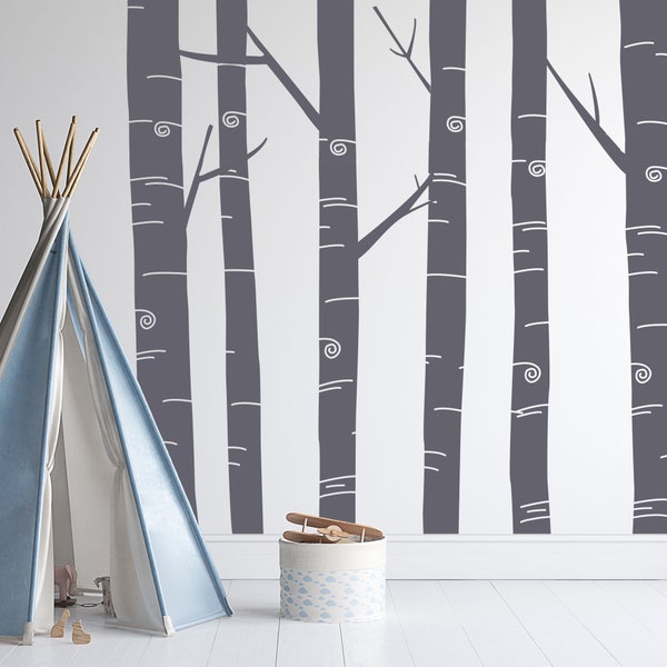 Tall Aspen Tree Decals, Floor to Ceiling Trees, Vinyl Wall Graphic, Tree Sticker, Forest Woodland Nursery, Modern Trees, Minimalist