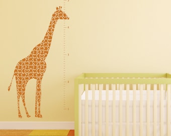 Giraffe Growth Chart Vinyl Wall Decal, Large Giraffe Puzzle, Child Height Marker, Kids Growth Chart, Minimalist Design, Scandinavian Design