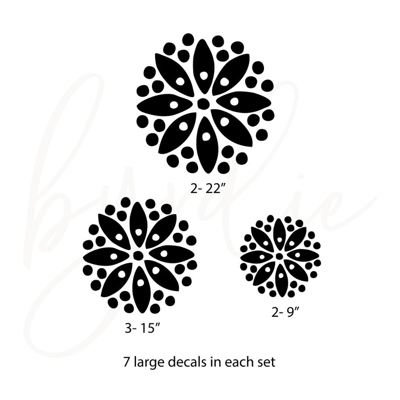 Large Dotted Flower Vinyl Wall Decals, Large Flower Wall Graphics, Removable Wallpaper, Big Modern Flowers, Minimalist, Mid Century Modern image 2