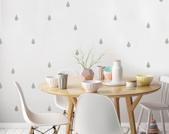 Small 1"  Shape Decal Sets, Vinyl Wall Graphics, Small Raindrop Stickers, Removable Wallpaper, Raindrop Wall Decals, Mid Century Design