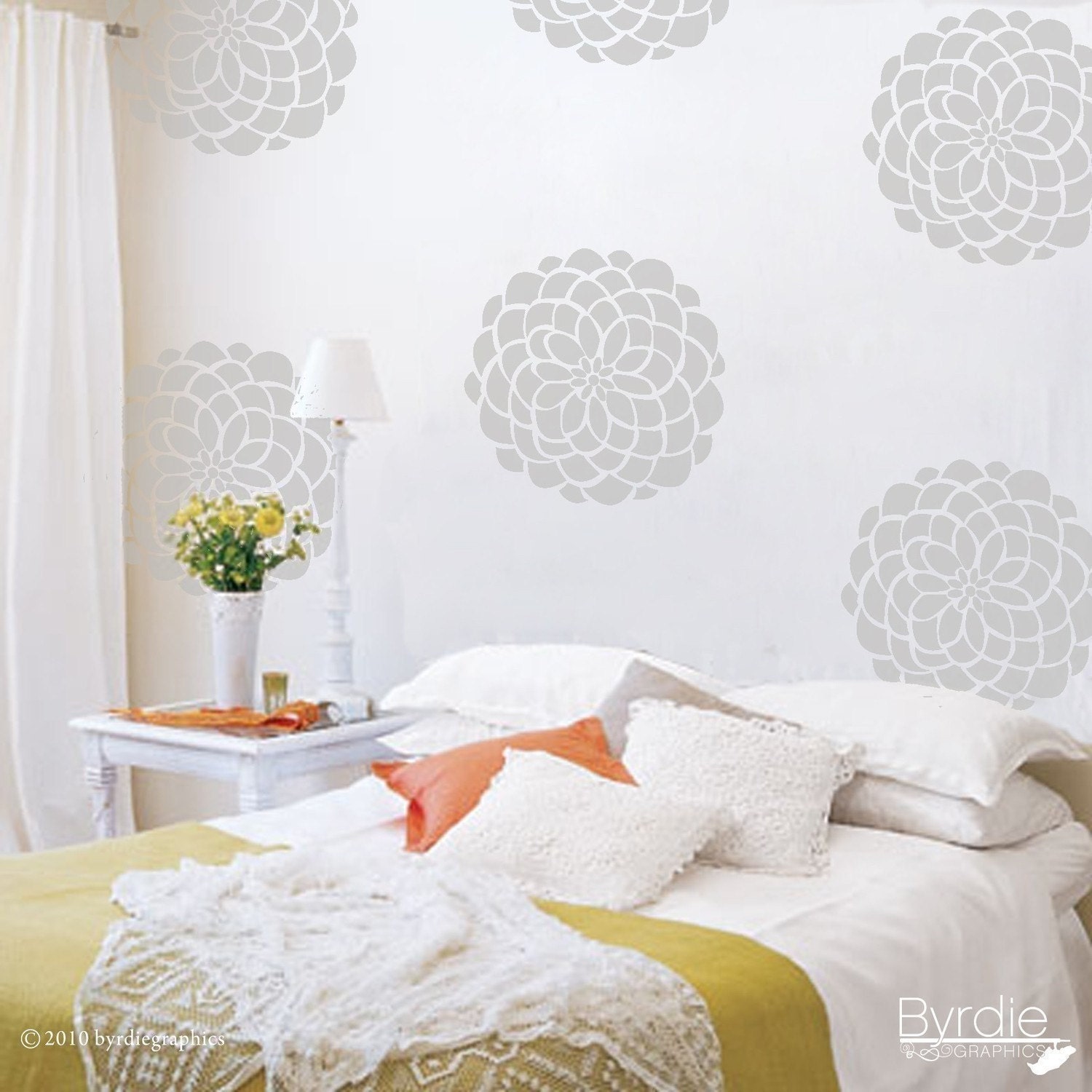 Big Floral Vinyl Wall Decal Set of 10, Removable Wall Graphics, Like …