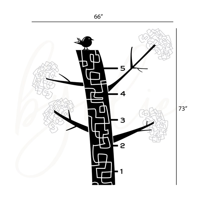 Big Tree Modern Growth Chart Large Tree Vinyl Wall Decal Kid image 2