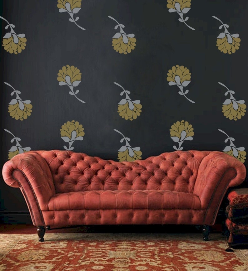 Flower Vinyl Wall Decals Vintage Flower Blooms 16 graphics Etsy