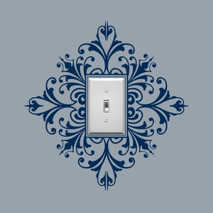 Light Switch Embellishment Vinyl Wall Decal, Scroll Damask - Single, Sticker, Wall Graphic, Light Switch Plate, Classic Removable Vinyl