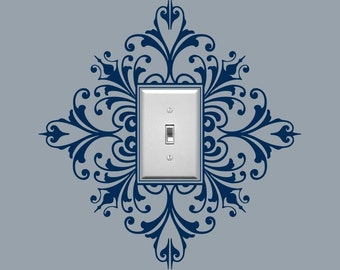 Light Switch Embellishment Vinyl Wall Decal, Scroll Damask - Single, Sticker, Wall Graphic, Light Switch Plate, Classic Removable Vinyl