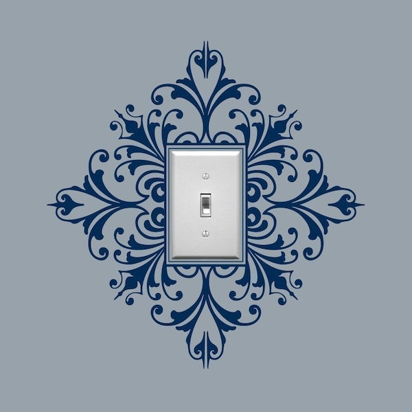 Light Switch Embellishment Vinyl Wall Decal, Scroll Damask - Single, Sticker, Wall Graphic, Light Switch Plate, Classic Removable Vinyl