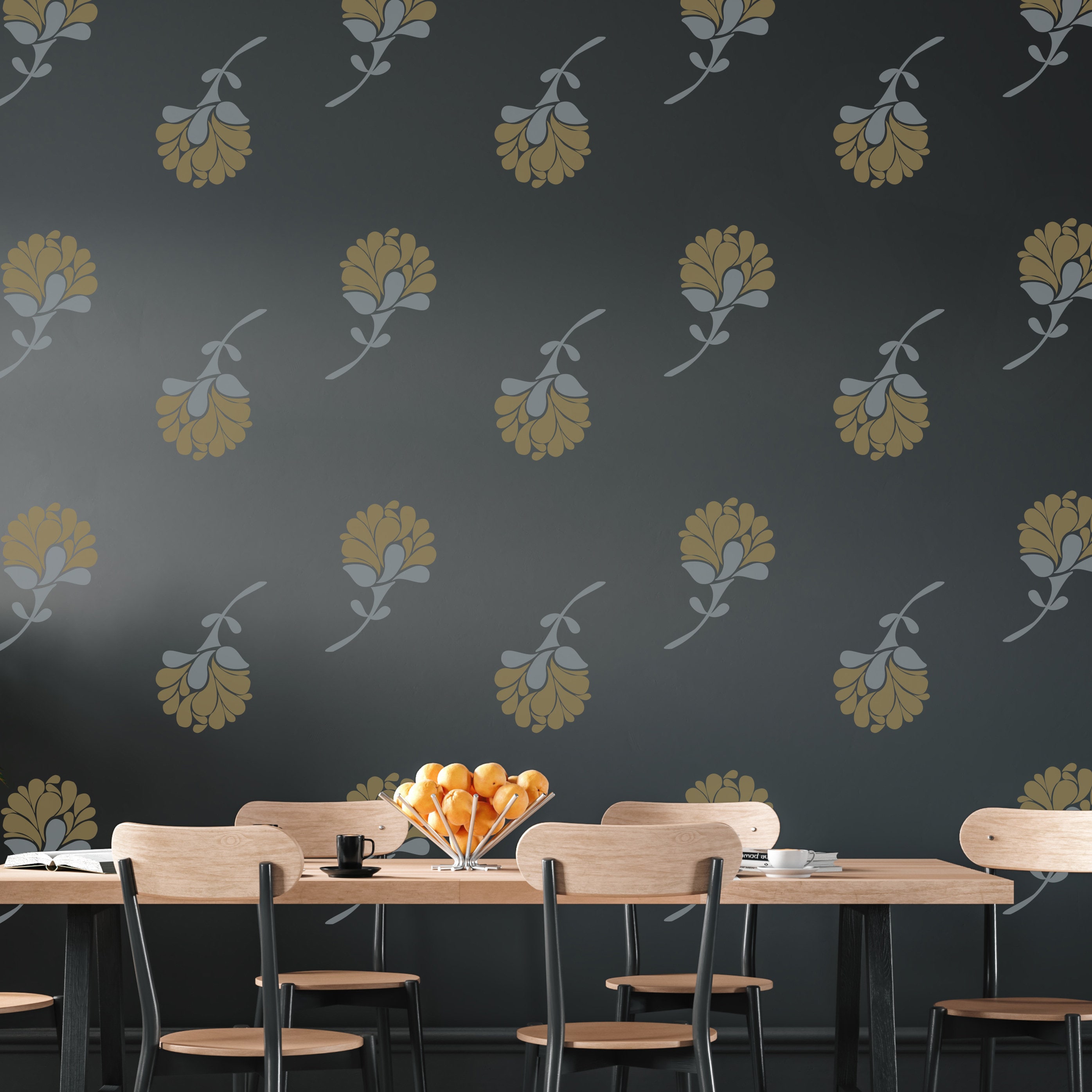 Vintage Flower Blooms Graphiques en Vinyle Modernes, Autocollants Muraux Vinyle, Grands Décalcomanie