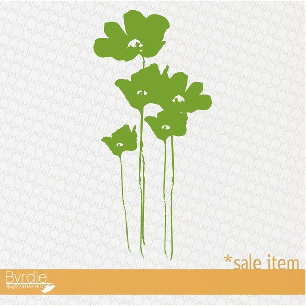 Vinyl Wall Graphic SALE ITEM- LIME Poppy Bunch Decal, Sticker