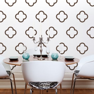 Moroccan Quatrefoil Bubbles, Wall Pattern Vinyl Graphics, Like Removable Wallpaper, Modern Vinyl Wall Decals, Minimalist, Scandinavian image 1