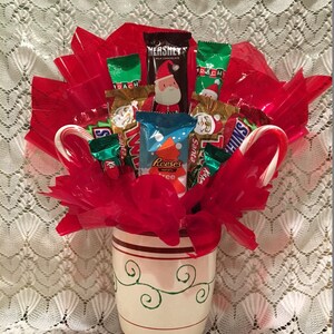 Christmas Candy Arrangement White Vase