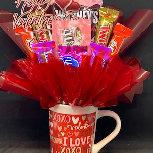 Valentine Candy Arrangement Mug, Valentine Candy Gift