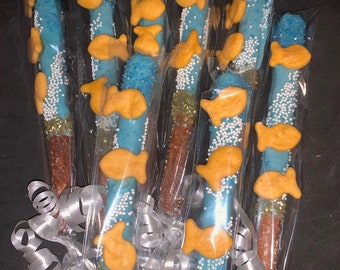 2 Dozen Fish Themed Chocolate Covered Pretzels