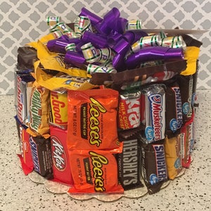 Candy Bar Birthday Cake, Candy Cake, Candy Birthday Cake, Candy Centerpiece, Candy Gift, Table Centerpiece, Party Favor