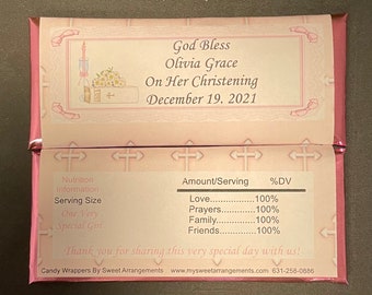 Personalized Christening Candy Bar Wrapper Favor