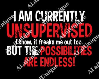 I'm Currently Unsupervised Novelty Graphic Sarcastic Funny png