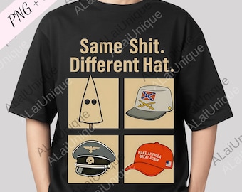 Sombrero diferente, lo mismo, SVG, gráfico político PNG, gráfico digital divertido de Prost, PNG político anti-Trump, declaración de humor negro PNG