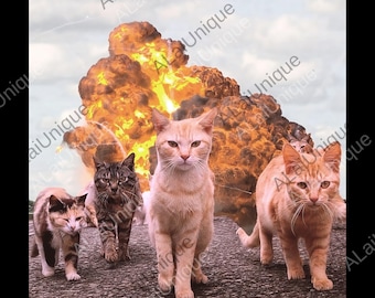 Fire Orange Cat png, Cool Cat png, Cat meme gift, meme digital, Cat Lover Gift, Gen Z Joke png, Stupid Brainrot Gift, Funny Kitty png