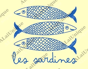 Les Sardines Fisherman png, Seafood Lover png, Sardine Tinned Fish, Fishing png, Ocean Life png, Marine Theme Clothing