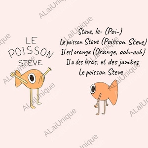 Retro Funny Steve Le Poisson png, Orange Fish Steve Digital File, Vintage Funny Meme png, Cute Cartoon Fish Digital File