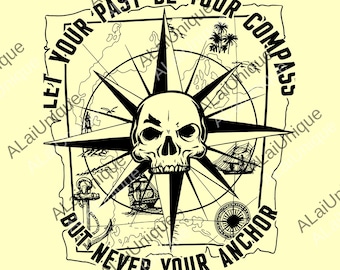 Deja que tu pasado sea tu brújula, pero nunca tu ancla. Gráfico PNG, Brújula inspiradora PNG, Navegar por la vida PNG, Viaje PNG