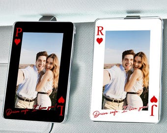 Personalized Couple Photo Car Visor Clip, Drive Safe I love you, Instax Sun Visor Decor, Valentines Gift for Him, Car Accessories Gifts