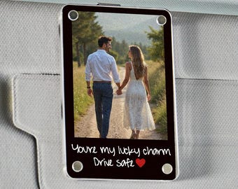 Custom Car Visor Photo Clip, Personalized Picture Frame, Anniversary Gift for Him, Custom Car Visor Clip, Boyfriend Gift, Couples Keepsake
