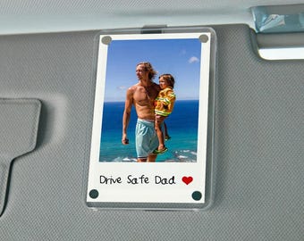 Personalized Car Visor Photo Clip, Custom Picture Frame, Father's Day Gift for Him, Custom Car Visor Clip, Grandpa Gift, Dad Gift