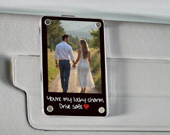 Custom Car Visor Photo Clip, Personalized Picture Frame, Anniversary Gift for Him, Custom Car Visor Clip, Boyfriend Gift, Couples Keepsake