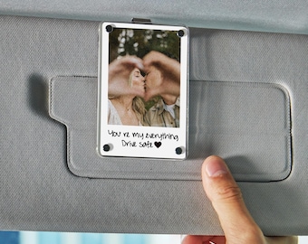 Personalized Photo Car Visor Clip, Visor Clip for Mini Polaroid, Anniversary Gift, Couples Gift,  Gift for Boyfriend, Car Accessories