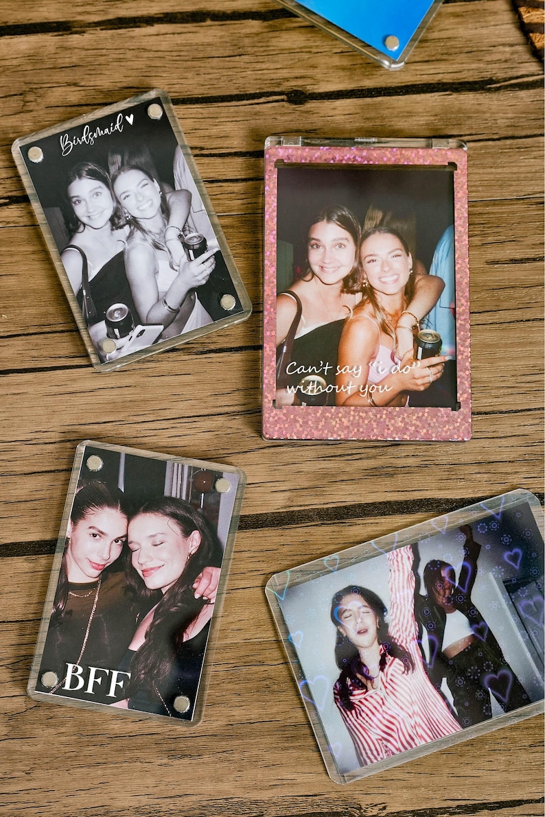 Gepersonaliseerde fotolijst bruidsmeisjesvoorstel, magnetische fotolijst koelkast, acryl koelkast, cadeau aangepaste foto's, cadeau bruidsmeisje afbeelding 2