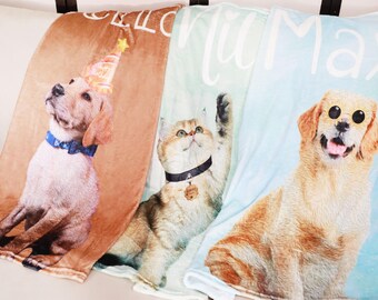Custom Pet Photo Blanket - Personalized Dog or Cat Keepsake